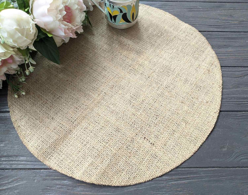 Round table placemat Circular tablecloth Wedding centerpiece Burlap overlays table mat Country Table Topper Rustic Chic Decor image 6