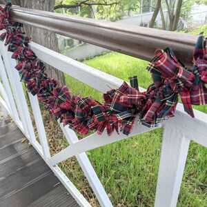 Farmhouse fabric garland, Christmas tree garland, Wedding decoration, Rustic rag garland, Buffalo check decor, Holiday decor image 6