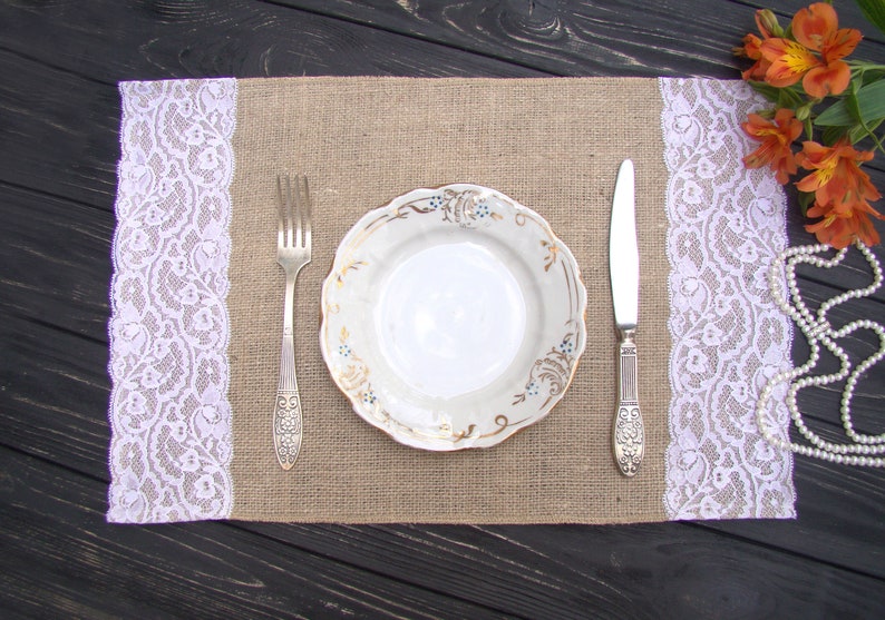 Burlap and lace Placemat Wedding Table Setting Rustic Table Etsy