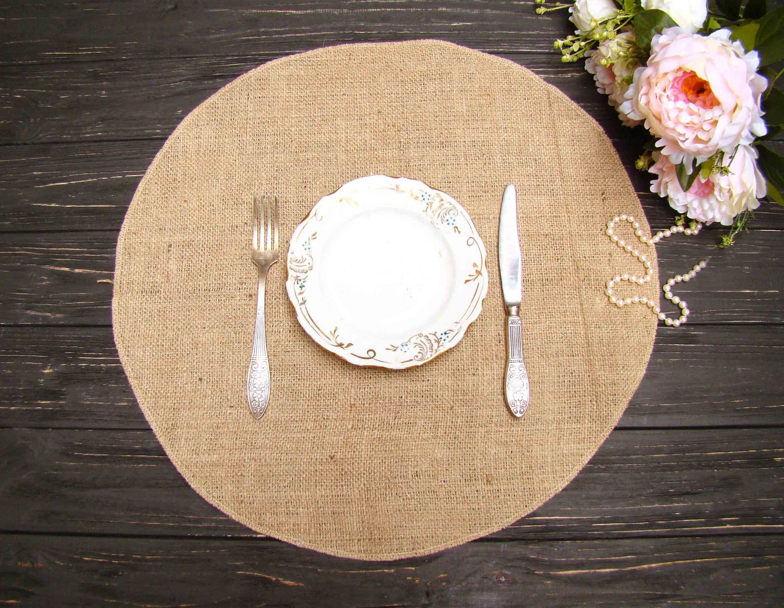 Round table placemat Сircular tablecloth Wedding centerpiece Etsy