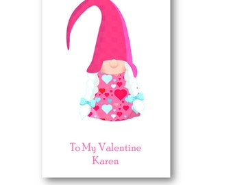 Gepersonaliseerde Gnome Valentine Card - Gepersonaliseerde Valentijnskaart, man, vrouw, vriendin, kabouter, Valentijn, dochter, zoon