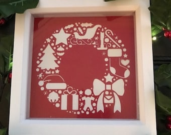 Paper Cut Christmas Tree Christmas Box Frame Christma,s Paper Cut Christmas Box Frame Paper Cut Wreath Christmas Gift