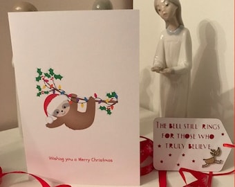 Personalised Sloth Christmas Card - PersonalizedSloth Christmas Card - Sloth Card - Christmas sloths Card - Mum Dad Auntie Nanna Grandad etc