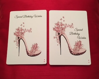 Personalised Pearl Detailed Pink Shoe - Personalized -  18th Birthday Card -Wife  Mum Mom Auntie Sister Friend   21st 30th 40th 50th 60th