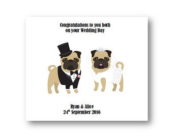 Personalised Pug Wedding Card - Personalized Pug Wedding Card