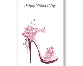 Personalised Shoe Mother's Day Card - Mother's Day Card -  Shoe Card - Mother's Day -Mum Mummy  Nanny -Butterfly - Shoe