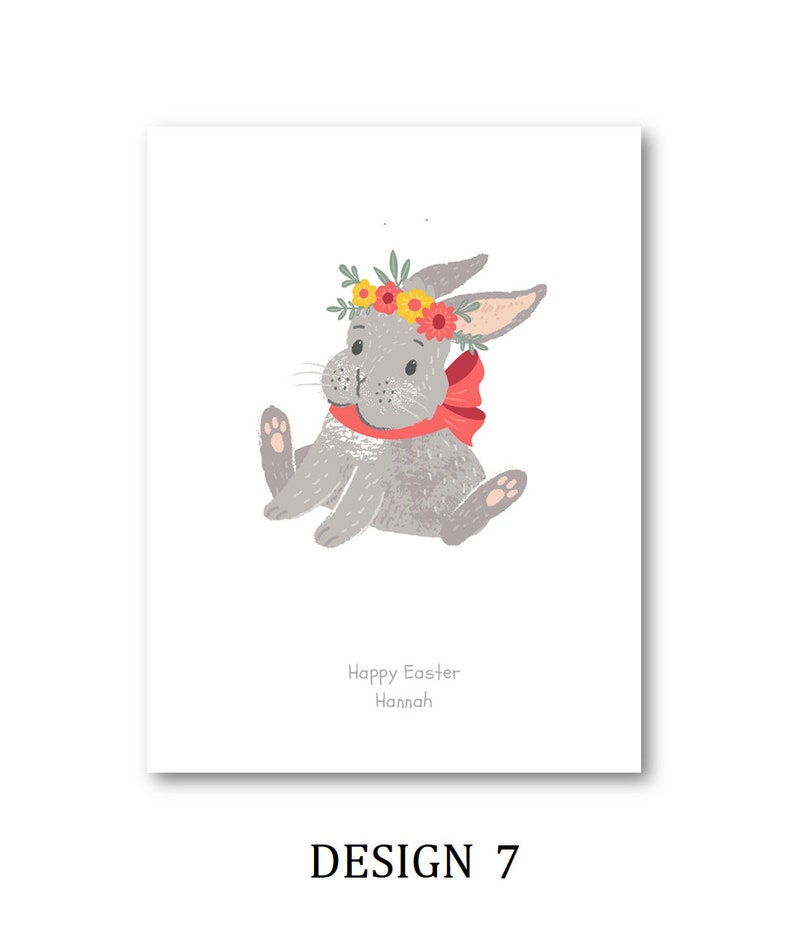 Personalised Easter Card Personalized Easter Card Rabbit Card Easter Rabbit Card Mum Dad Auntie Nanna Grandad Cute Rabbit, Easter Design 7