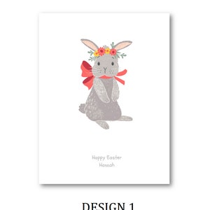 Personalised Easter Card Personalized Easter Card Rabbit Card Easter Rabbit Card Mum Dad Auntie Nanna Grandad Cute Rabbit, Easter Design 1