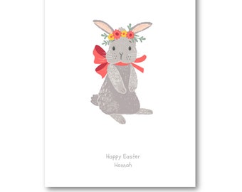 Personalised Easter Card - Personalized Easter Card - Rabbit Card - Easter Rabbit Card - Mum Dad Auntie Nanna Grandad - Cute Rabbit, Easter