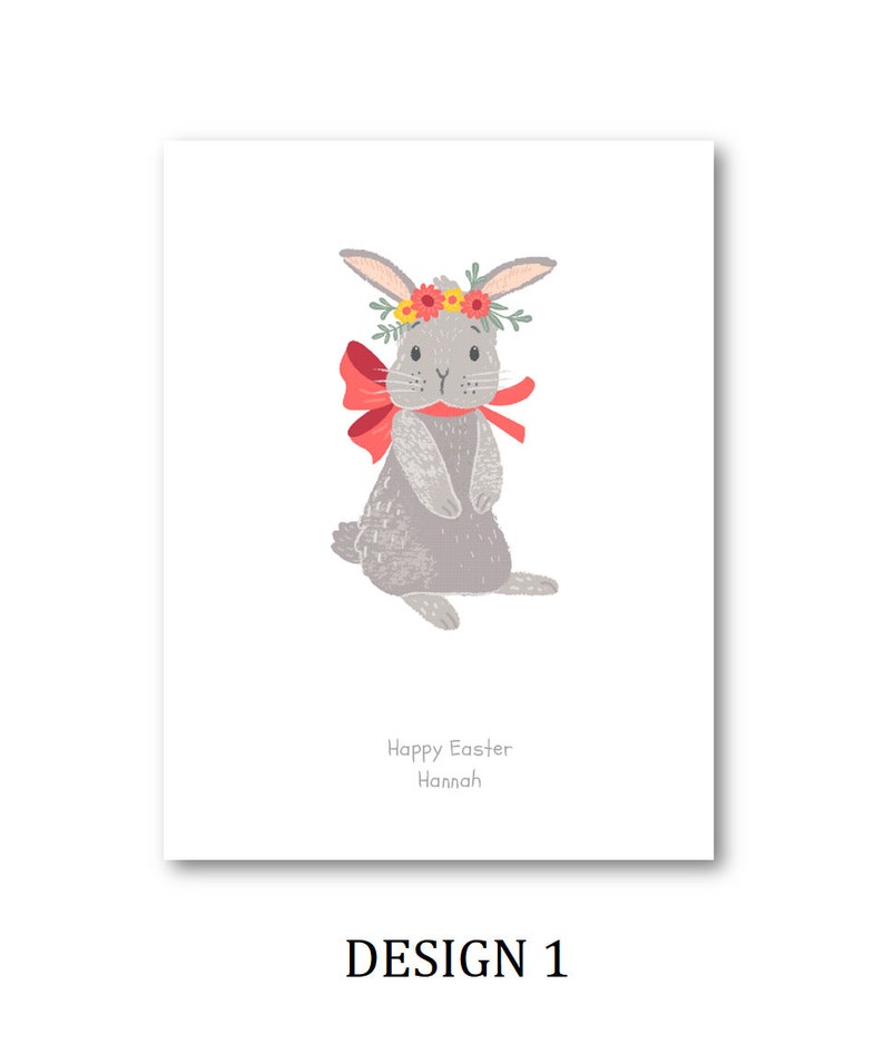 Personalised Easter Card Personalized Easter Card Rabbit Card Easter Rabbit Card Mum Dad Auntie Nanna Grandad Cute Rabbit, Easter Design 1