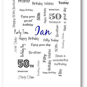 Carte d’anniversaire personnalisée Personnalisée 30e 18 21 40e 50e 60e 70e 80e 90e 90e Fille Maman Papa Sœur Frère Épouse Mari Fils