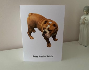 Gepersonaliseerde Engelse Bulldog Verjaardagskaart, Gepersonaliseerde Kaart, Mama, Papa, Broer, Zus, Opa, Nan etc, Bulldog, Engelse Bulldog