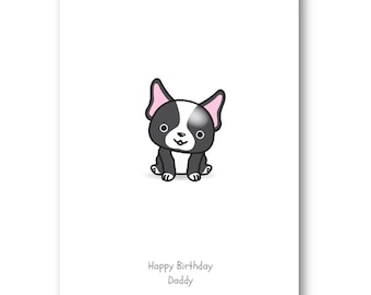 Gepersonaliseerde verjaardagskaart - Gepersonaliseerde verjaardagskaart - mama papa opa Nan Zus Broer Vriend Boston Terriers Kawaii Boston Terrier