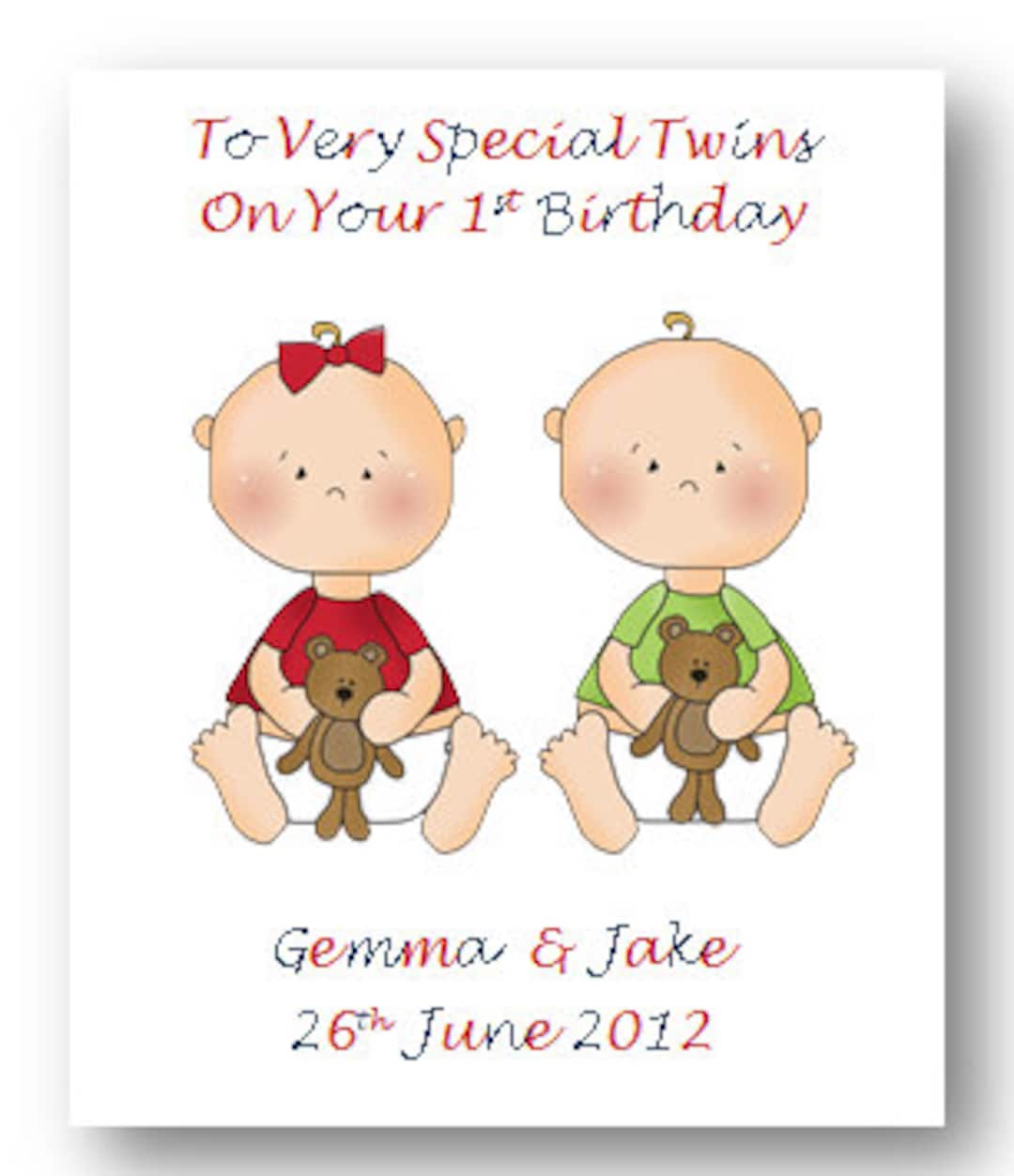 Birthday Cards For Twin Grandsons – First 1st Birthday - Baby Boys