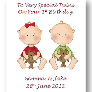 Personalised Babies First 1st Birthday Card, 2nd Birthday card Son, Daughter, Twins, Triplets, Niece, Nephew, Grandson, Granddaughter image 1