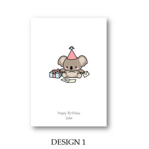 Personalised Koala Birthday Card - Personalized Koala Card - Kawaii Koala Card Mum Dad Auntie Nanna Grandad  Auntie Uncle Mummy Daddy Son  +