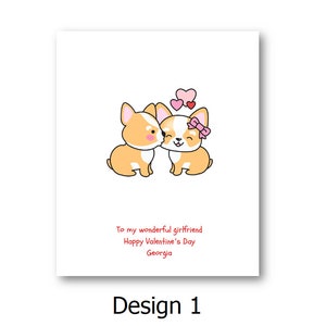 Personalised Kawaii Corgi Valentine Card, Personalized Kawaii Corgi Valentine Card, Corgi,  Valentine Card Girlfriend Wife Husband Boyfriend