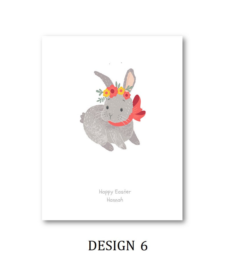 Personalised Easter Card Personalized Easter Card Rabbit Card Easter Rabbit Card Mum Dad Auntie Nanna Grandad Cute Rabbit, Easter Design 6