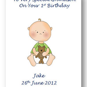 Personalised Babies First 1st Birthday Card, 2nd Birthday card Son, Daughter, Twins, Triplets, Niece, Nephew, Grandson, Granddaughter image 3