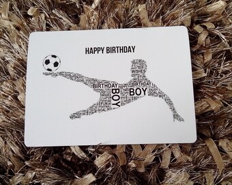 Personalised Word Art Footballer Birthday Card Personalized Card  - Dad Birthday, Brother Birthday, Husband Birthday, Son Birthday, Age Card