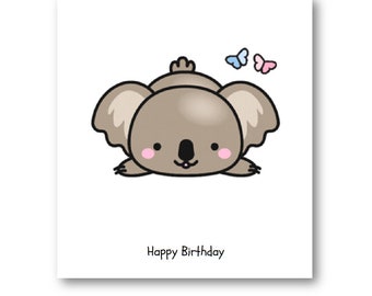 Personalised Birthday Card - Personalized Birthday Card - Aunty, Mum, Nan, Sister, Friend, Koala Birthday Card - Cute card Kawaii Koala