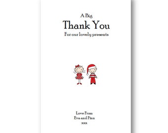 Set of 5  Personalised Thank You Christmas Note Cards - Personalized Thank You Christmas Notes, Thank You Notes, Christmas Thank You