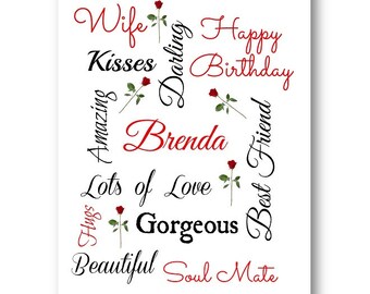 Personalised Birthday Card  / Personalized Birthday Card - Wife Card, Husband Card, Boyfriend Card, Girlfriend Card, Fiancé Card, 'Fiancée