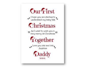 Personalised Daddy's 1st Christmas Card - Personalized Mummy's 1st Christmas Card - Nanna, Grandad, Auntie, Uncle, Daddy, Mummy