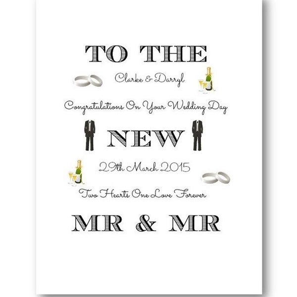 Personalised Gay Wedding Card - Husband, Special Couple, Personalized Mr and Mr Wedding Day Card, Mrs and Mrs Wedding Cards