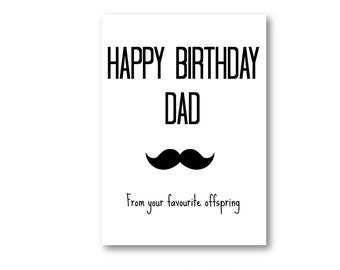 Happy Birthday Dad Card - Happy Father's Day Card - Mustache Card - Typography Card - Dad Birthday Card - Dad Father's Day