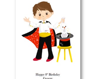 Personalised Magician Birthday Card - Personalized Magician Card - Boy Magician Card, Son, Grandson, Nephew, Great Grandson, Godson, Friend