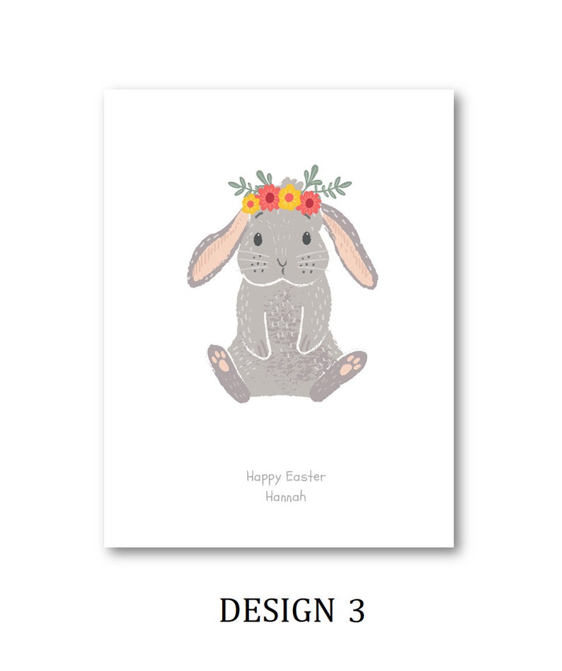 Personalised Easter Card Personalized Easter Card Rabbit Card Easter Rabbit Card Mum Dad Auntie Nanna Grandad Cute Rabbit, Easter Design 3