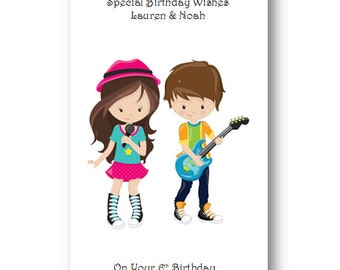 Personalised Twins Birthday Card - Personalized  Twins Birthday Card - Guitarist, Singer, Twins Card, Twins