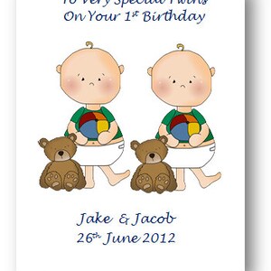 Personalised Babies First 1st Birthday Card, 2nd Birthday card Son, Daughter, Twins, Triplets, Niece, Nephew, Grandson, Granddaughter image 4