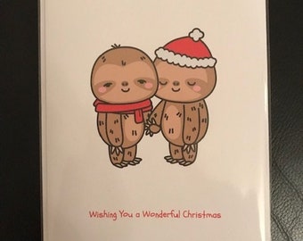 Personalised  Sloth Christmas Card Personalized Sloth Card Mum & Dad  Mummy and Baby Son Dad Friend Daughter Uncle Auntie Nana Grandad Sloth