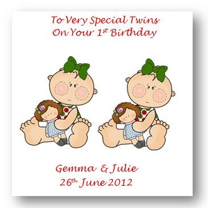 Personalised Babies First 1st Birthday Card, 2nd Birthday card Son, Daughter, Twins, Triplets, Niece, Nephew, Grandson, Granddaughter image 5