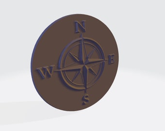 3D Compass Rose STL File, for CNC Router