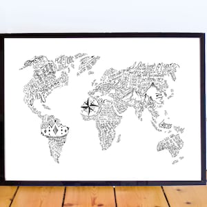 Carte du monde Art numérique, Versets bibliques / Écritures, Inspiration, Typographie, Art imprimable