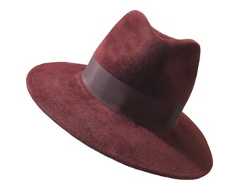 Ladies Fedora Handmade in England.  Tailor made to size and available in other colours / trims.