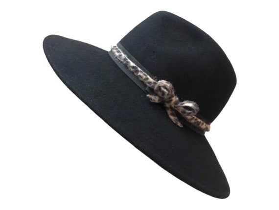 Leopard Trim Black Women\'s Hat s-l400.jpg main image 2