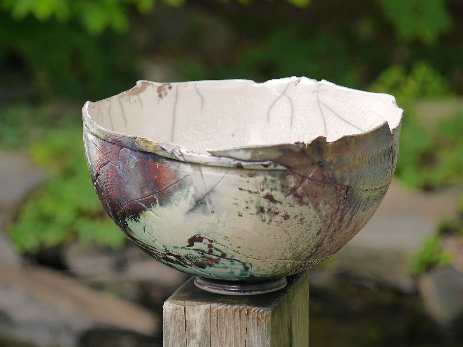 Large Raku Slab Rolled Rustic Bowl Ceramic Pottery Bowl With Etsy