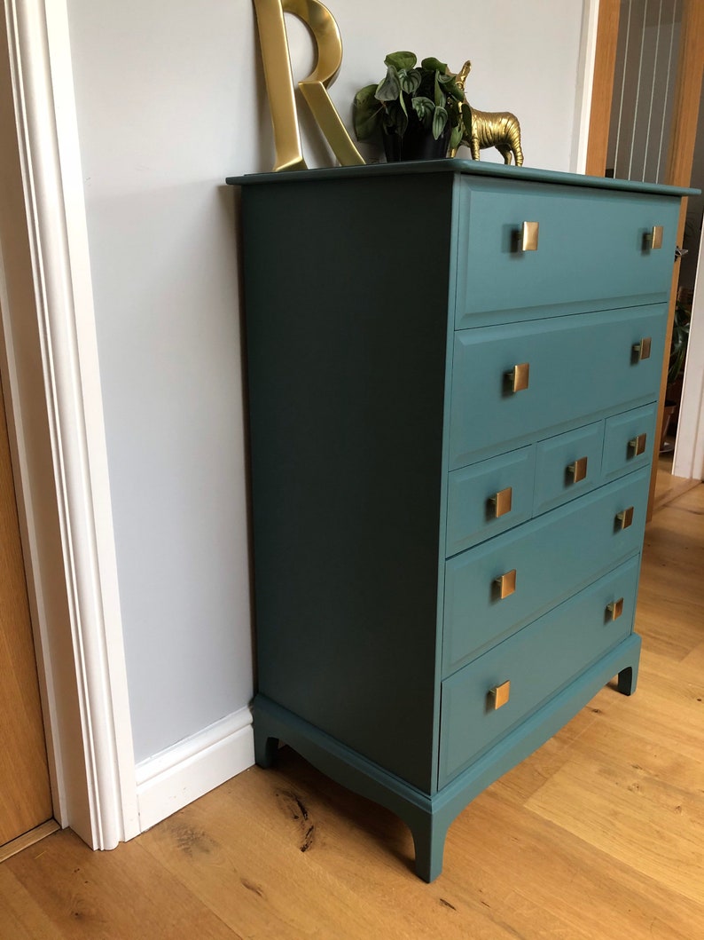 Stag Tallboy Chest of Drawers in Green Etsy UK