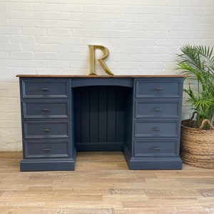 Vintage Pine Desk Painted Blue