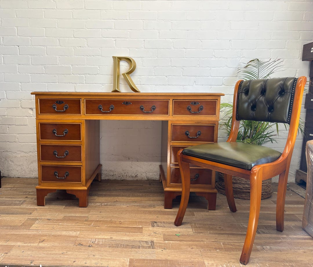 Reproduction Yew Desk and Chair Etsy UK