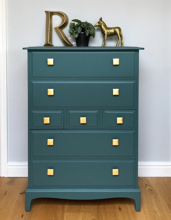 Stag Tallboy Chest of Drawers in Green Etsy UK