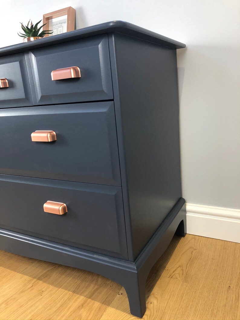 Blue Stag Chest of Drawers With Copper Handles Etsy UK