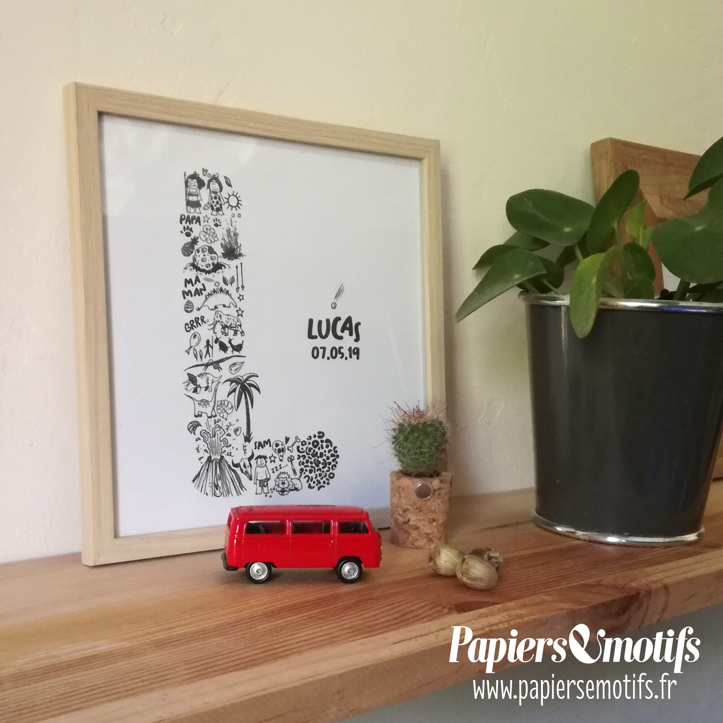 Préhistoire, Dinosaure, Cro-Magnon - Affiche Personnalisée Déco Enfant Lettre Déguisée