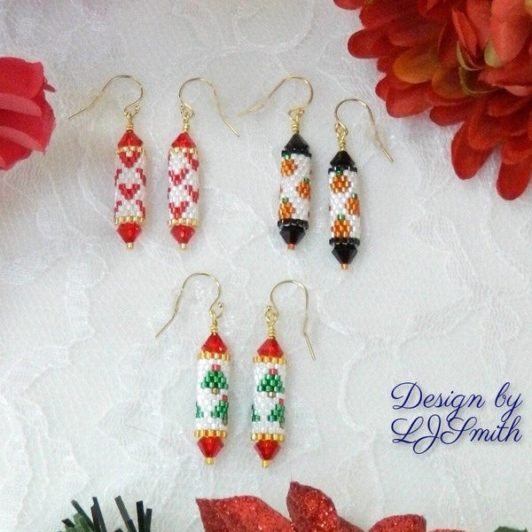 EARRING TUTORIAL - Holiday Peyote Tube Earring bundle