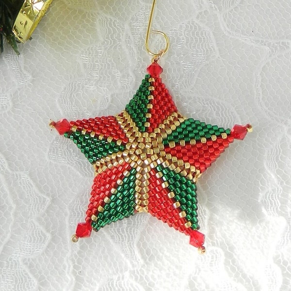 BEADED STAR TUTORIAL - for a beginner 3D Puffy Peyote Star ornament