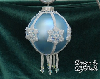 Beaded Swarovski Crystal Snowflake Ball Christmas Ornament Cover DIY TUTORIAL/PATTERN